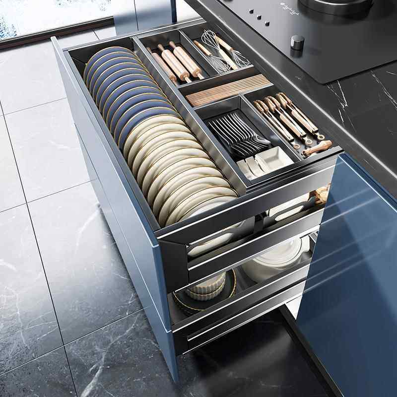 四季沐歌碗碟拉篮厨房整体橱柜内置双层抽中抽屉式碗篮铝合金三层,家装主材,拉篮,淘宝优惠券,粉丝福利购,淘宝优惠卷