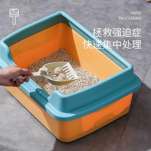 大号猫砂盆防臭猫厕所防外溅小号猫屎盆幼猫超大半封闭加高猫砂盆