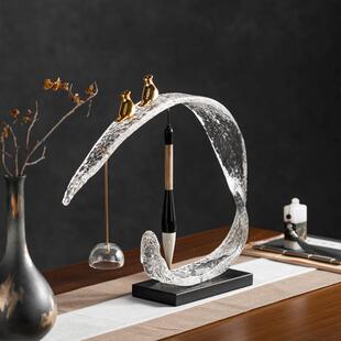 艺贝新中式 ML917子房间售楼处展厅房茶室书 小鸟毛笔架摆件样板YB