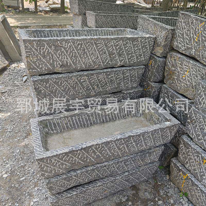 老青石槽长方形猪牛槽石头水槽鱼缸无孔石槽流水造景洗手户外庭院