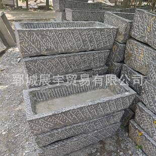 老青石槽长方形猪牛槽石头水槽鱼缸无孔石槽流水造景洗手户外庭院