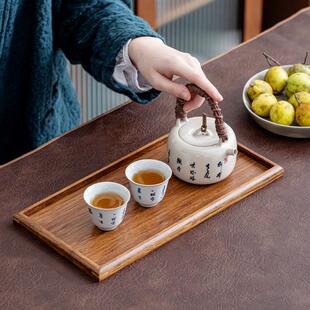 干泡台茶具小茶盘竹制长方形奉托盘家用简约迷你茶台茶海 重竹日式