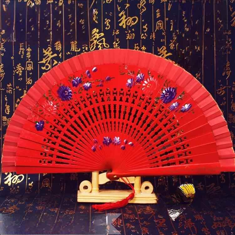 爵士舞7英寸24厘米双面女子折扇手绘女子西班牙舞蹈木扇