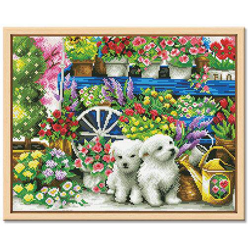 可爱萌宠狗狗满钻带框装饰画 43*54cm手工贴水钻画客厅卧室壁画