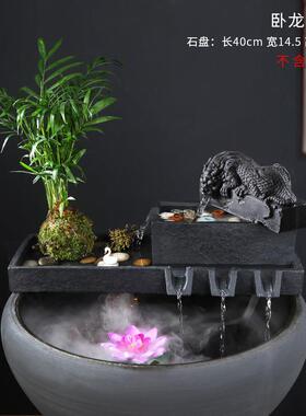 人造石鱼缸造景流水器循环系统过滤增氧古法养鱼陶瓷假山装饰配件