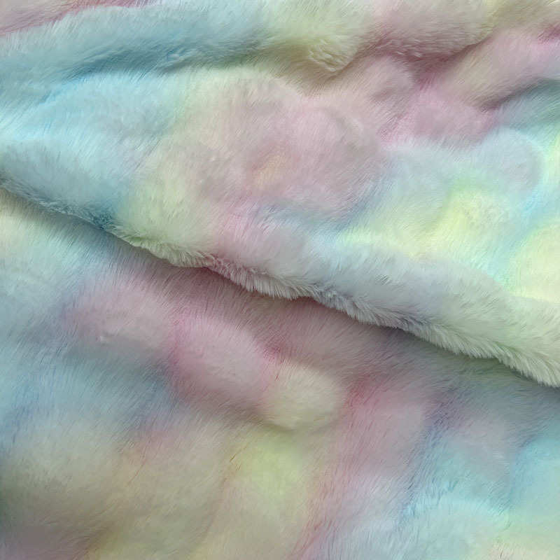 扎染印花兔绒面料泡泡兔家纺沙发套面料床上用品毛绒绒布厂家批发