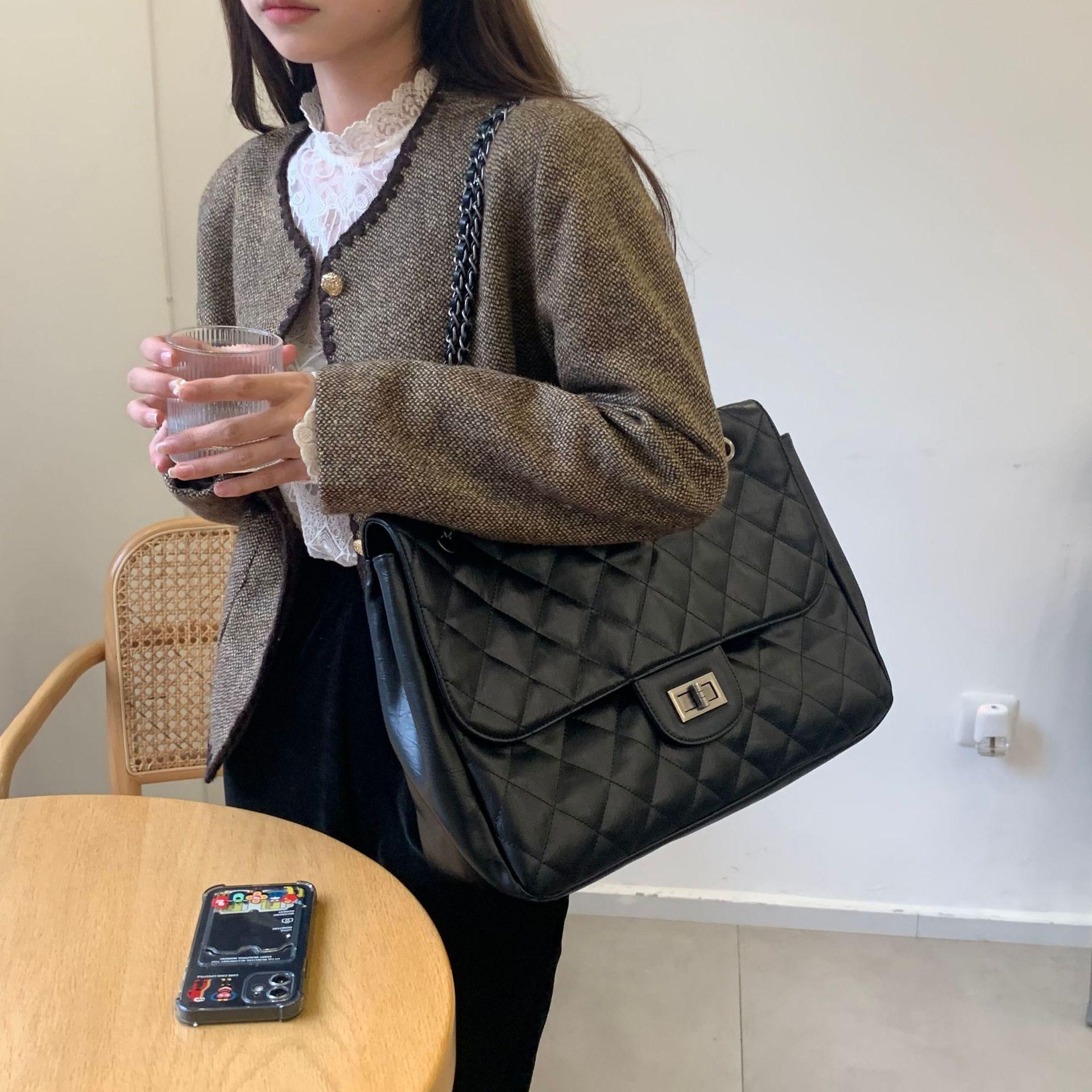 链条包大容量2新款百搭流浪包pu纯色腋下单肩斜挎包