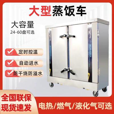 博精特双开门蒸饭柜蒸饭车24盘大型蒸饭柜商用双门篜箱控时烝饭机