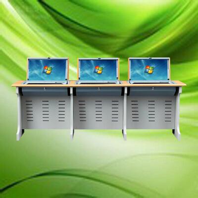 翻转桌三人位22寸江苏学校多媒体电教室机房桌山西智慧培训电竞桌