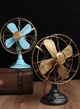 覆古怀旧607080年代老式铁艺电风扇模型摆件酒吧饭厅道具装饰摆设