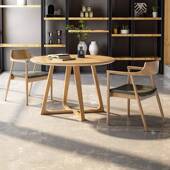 实木圆餐桌北欧简约休闲商务会客接待桌咖啡奶茶店面洽谈桌椅组合