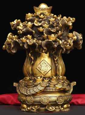 黄铜白菜聚宝盆摆件黄铜存钱罐办公室家居黄铜工艺开业礼品