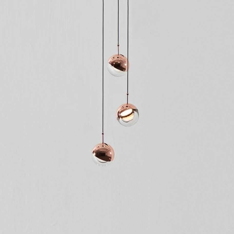 现代简约卧室床头小吊灯北欧餐厅吧台楼梯间玫瑰金长线朵拉圆球灯