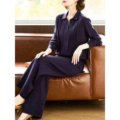 2025新款妈妈春装休闲针织运动服中老年女装大码冰丝上衣服两件套