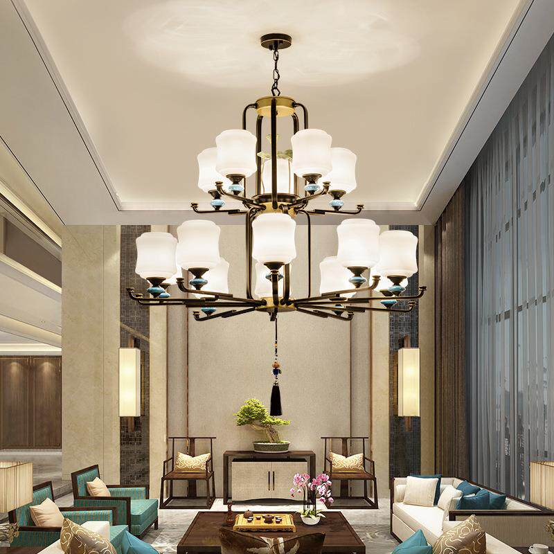 亿新中式吊程简约卧室灯别墅客厅大灯酒店大堂过道大149吊灯灯工