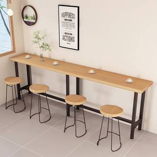 需定制长窄高脚条桌实木店铁艺吧台商用1202长方形边桌酒吧桌子奶