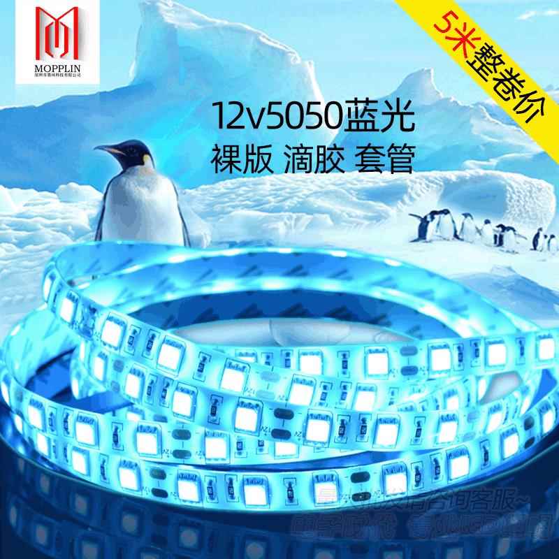 5050冰蓝色灯条12V伏冰蓝灯带LED海洋蓝软灯带 天蓝色贴片软灯条