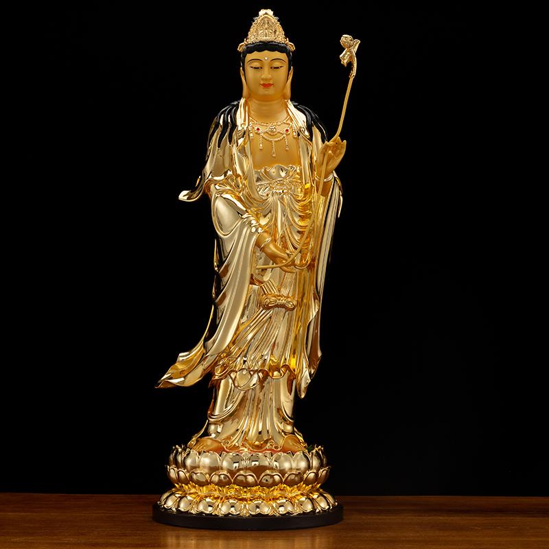 正品西方三圣铜纯像来铜鎏金阿弥佛陀观音佛像大摩如菩萨家拜摆件