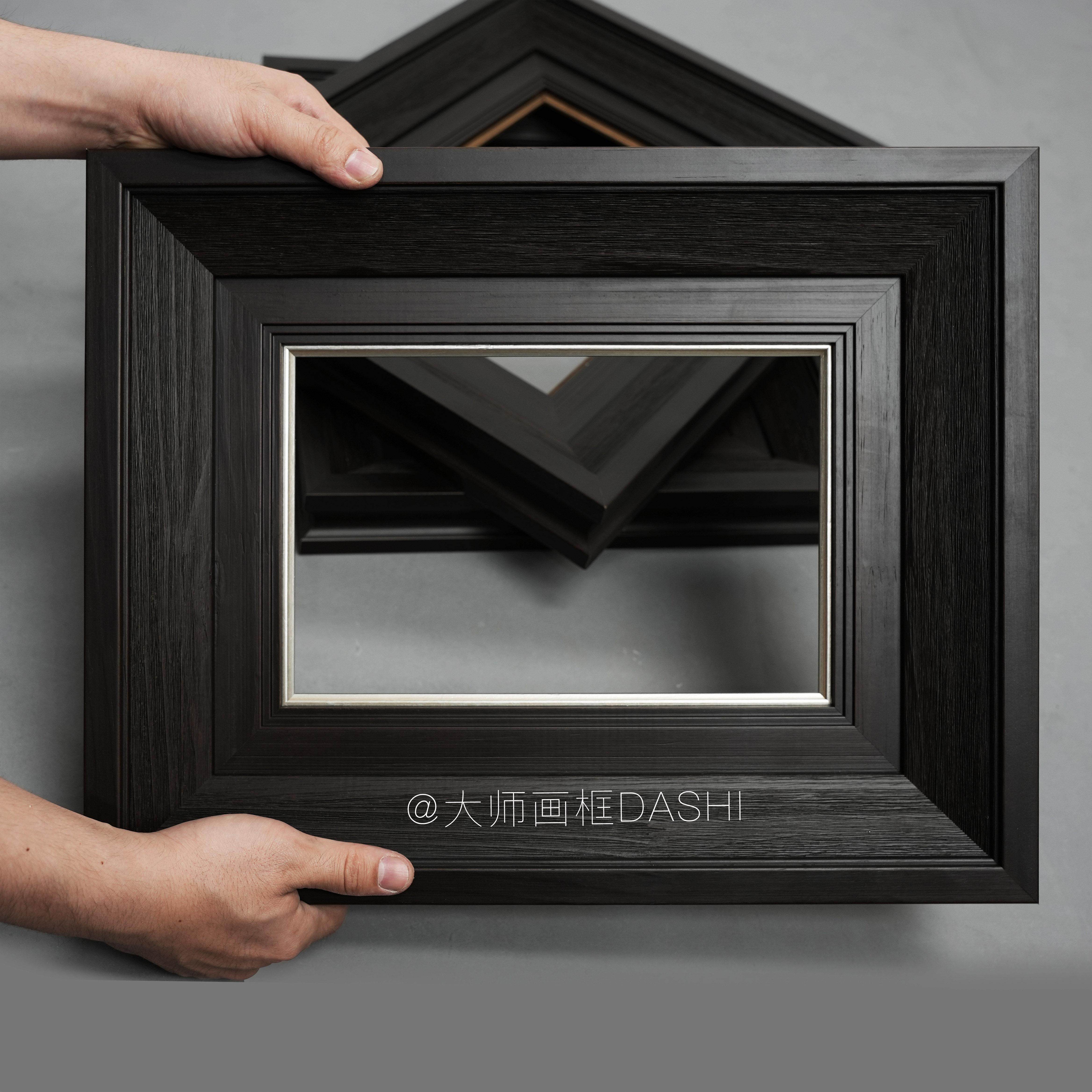 定制美式欧式复古典简约实木油画框外框相框架挂墙装裱中古线条镜