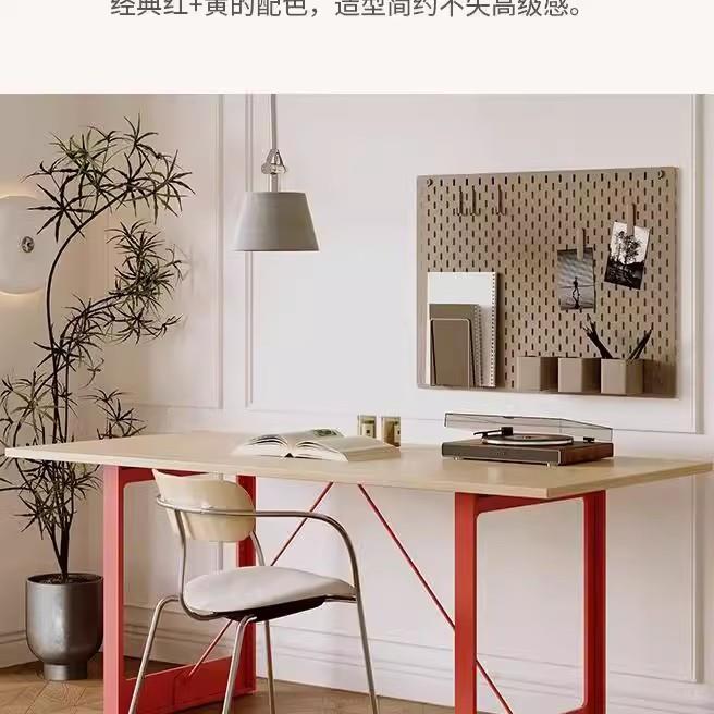 中古风设计师工作台长方形书房书桌原木餐桌简约办公室洽谈桌子
