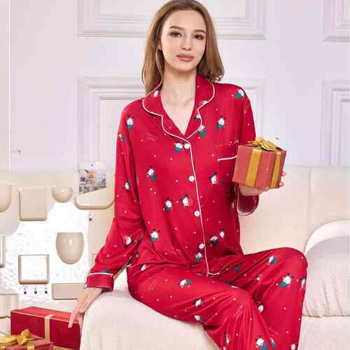 Two Set Women Lapel Neck Pocket Shirt Elastic Waist Pants