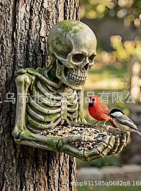 跨境新款Bigfoot Bird Feeder大脚怪树脂小鸟投食器庭院装饰挂件