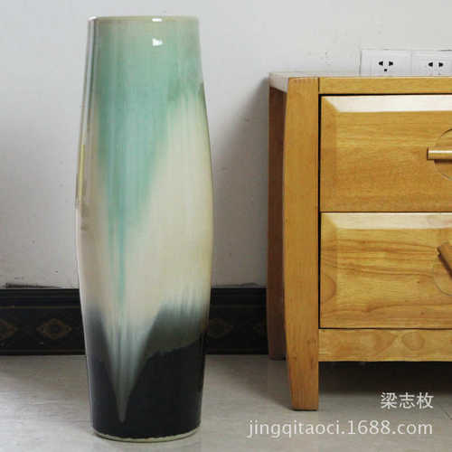 景德镇现代陶瓷落地大花瓶花插 颜色釉落地花瓶 家饰批发