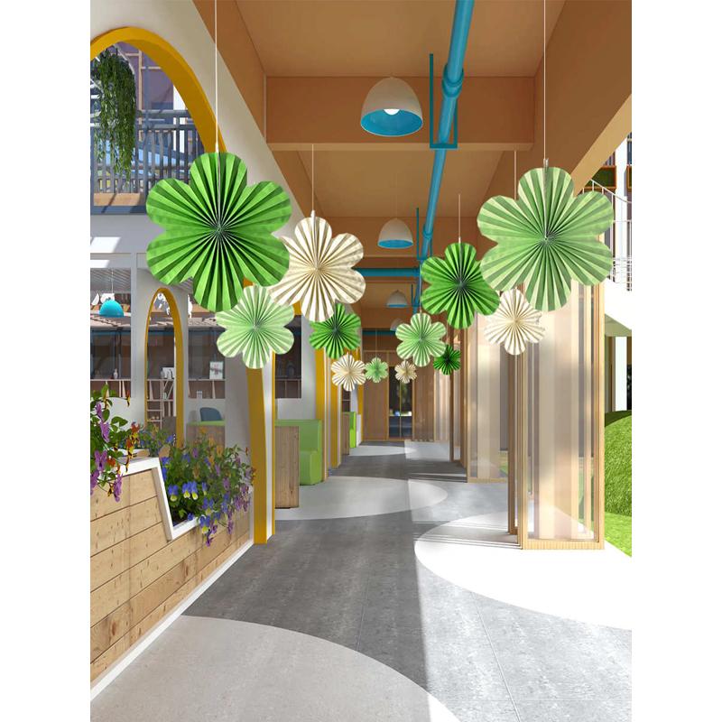 春季氛围布置金店珠宝店商场屋顶装饰幼儿园空中挂件纸艺花吊饰
