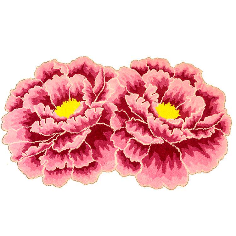 正品厂家直中国风家用红牡双地花毯婚房牡丹花地垫国花丹客厅销阳