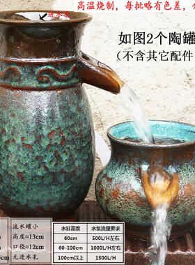 陶瓷大缸古法养鱼缸客厅阳台落地金鱼缸陶罐循环流水造景老式水缸