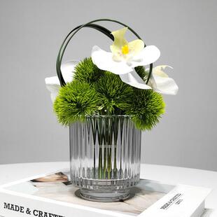 蝴蝶兰绿仿真花艺件客厅餐GJV桌茶摆几谈桌面花艺植 洽现代新中式