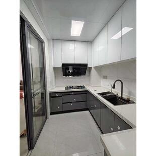 广州佛山厂家直销石英石台面麻石柜体钢化玻璃面板橱柜定制实用型