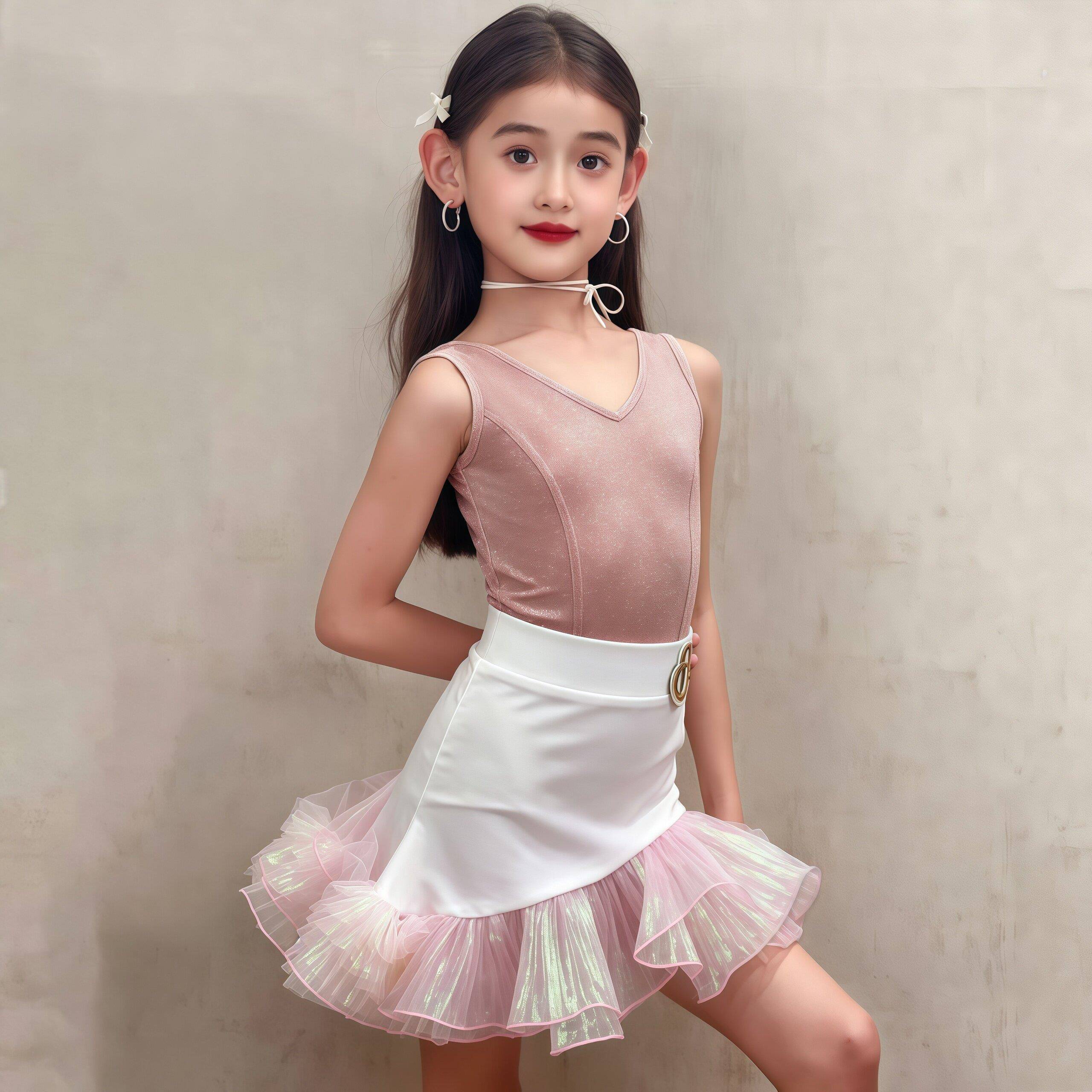2026新款女童拉丁舞服夏季高级感练功服专业日常演出分体服装薄款