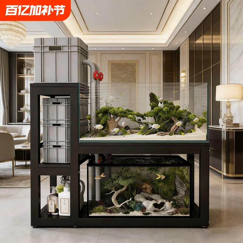 鱼缸架客厅家用组合鱼缸底座办公室鱼缸架子双层落地式水族箱架子