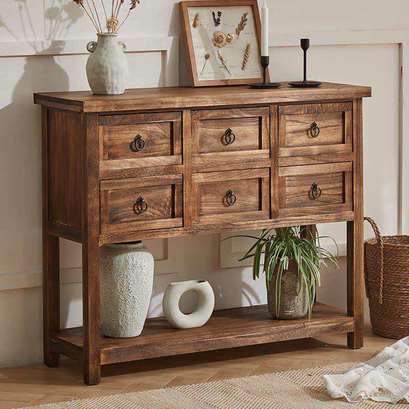美式乡村实木斗柜复古玄关柜客厅收纳柜子置物架家用靠墙矮柜整装,住宅家具,斗柜,淘宝优惠券,粉丝福利购,淘宝优惠卷