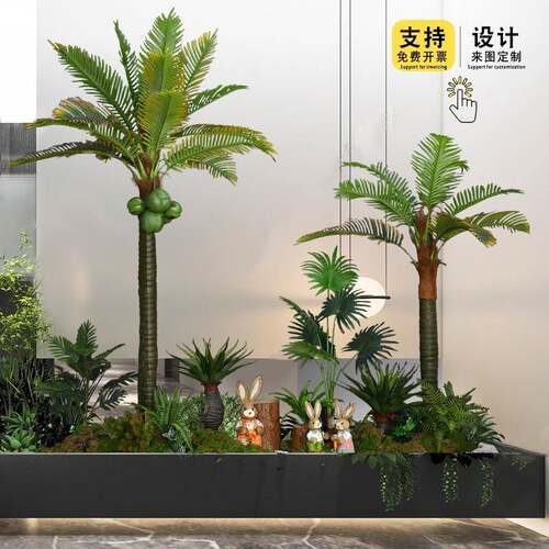 森系仿真绿植景观商场软装大型假树橱窗造景盆栽楼梯间植物景观