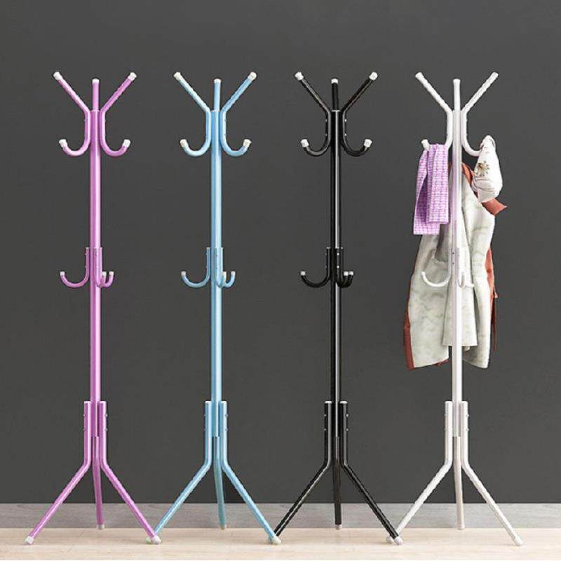 简易衣帽架落地衣架铁艺挂衣架简约家用卧室立式衣服架门厅挂包架