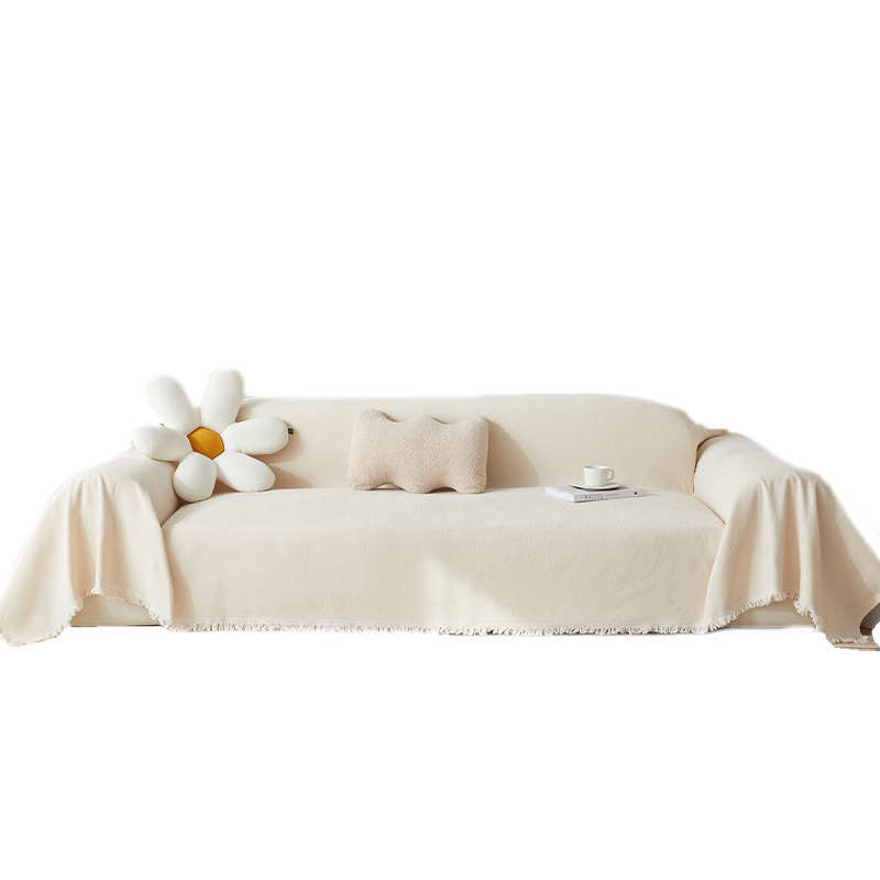 ins风雪尼尔双面可用沙发巾防滑防猫抓全包沙发套纯色简约沙发垫