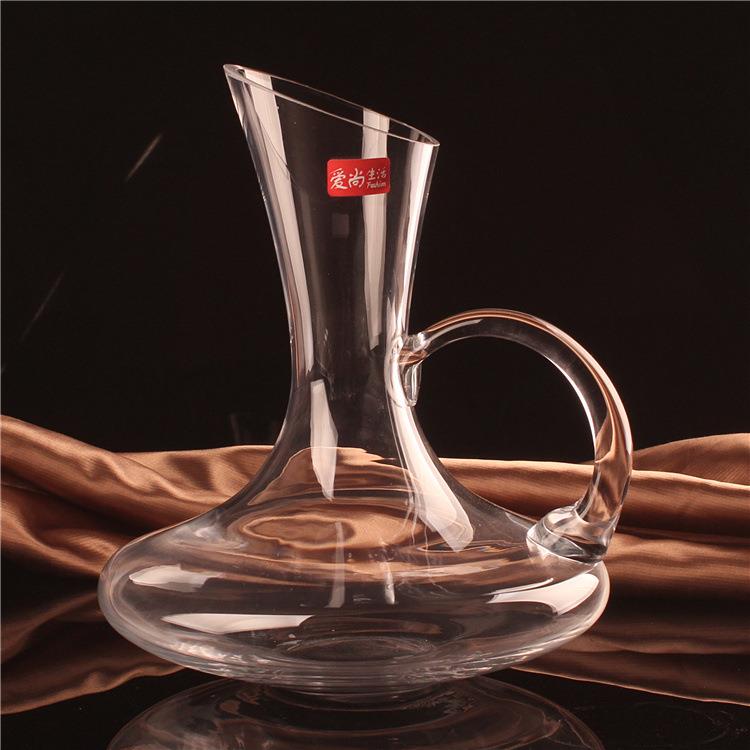 新款直销水晶醒酒器带把醒酒器红酒醒酒器分酒器倒酒器彩把