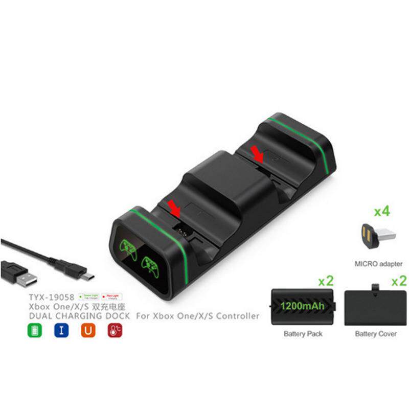 XBOXONE/X/slim带触点转换头无线手柄双座充火车头双电池充电底座