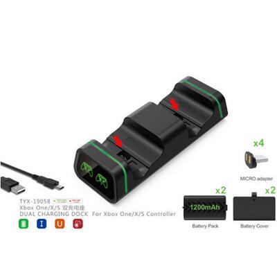 XBOXONE/X/slim带触点转换头无线手柄双座充火车头双电池充电底座