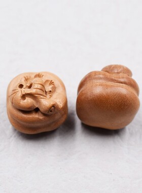 2026花生柿子手工雕刻背云桃木diy吊坠钥匙扣饰品手串车挂