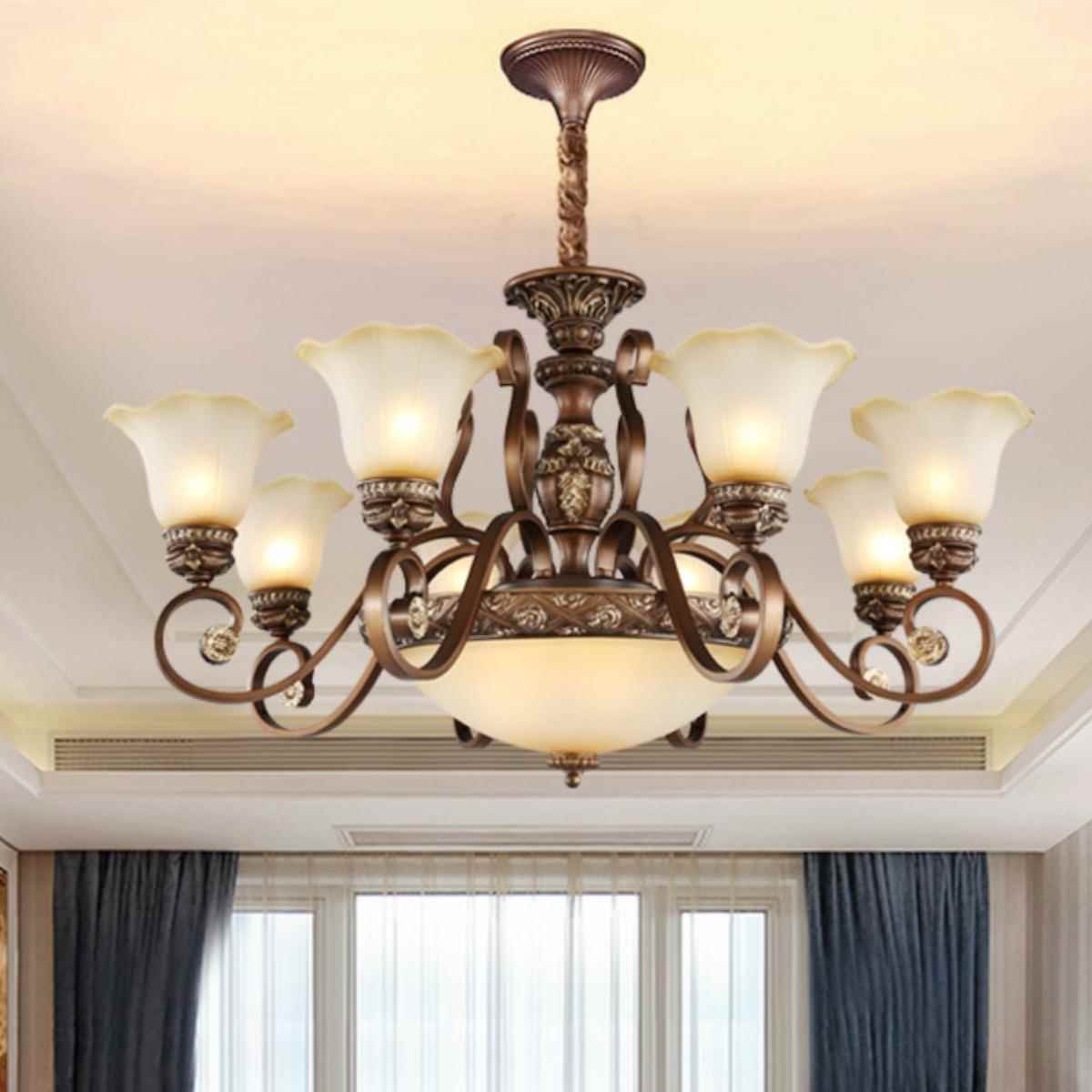 美式灯客厅灯式复古别约墅乡村铁艺灯奢华简吊大气卧室253餐欧厅