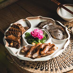 卤水拼盘盘子陶瓷分格盘餐具家用冷盘子卤味凉菜卤菜组合专用餐盘