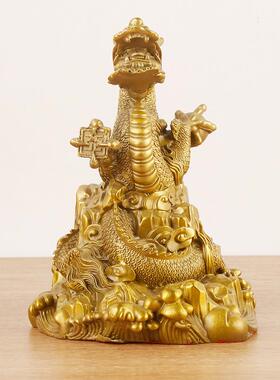 铜龙摆件盘龙纯铜工艺品装饰龙腾四海家居生肖青龙客厅五爪办公室