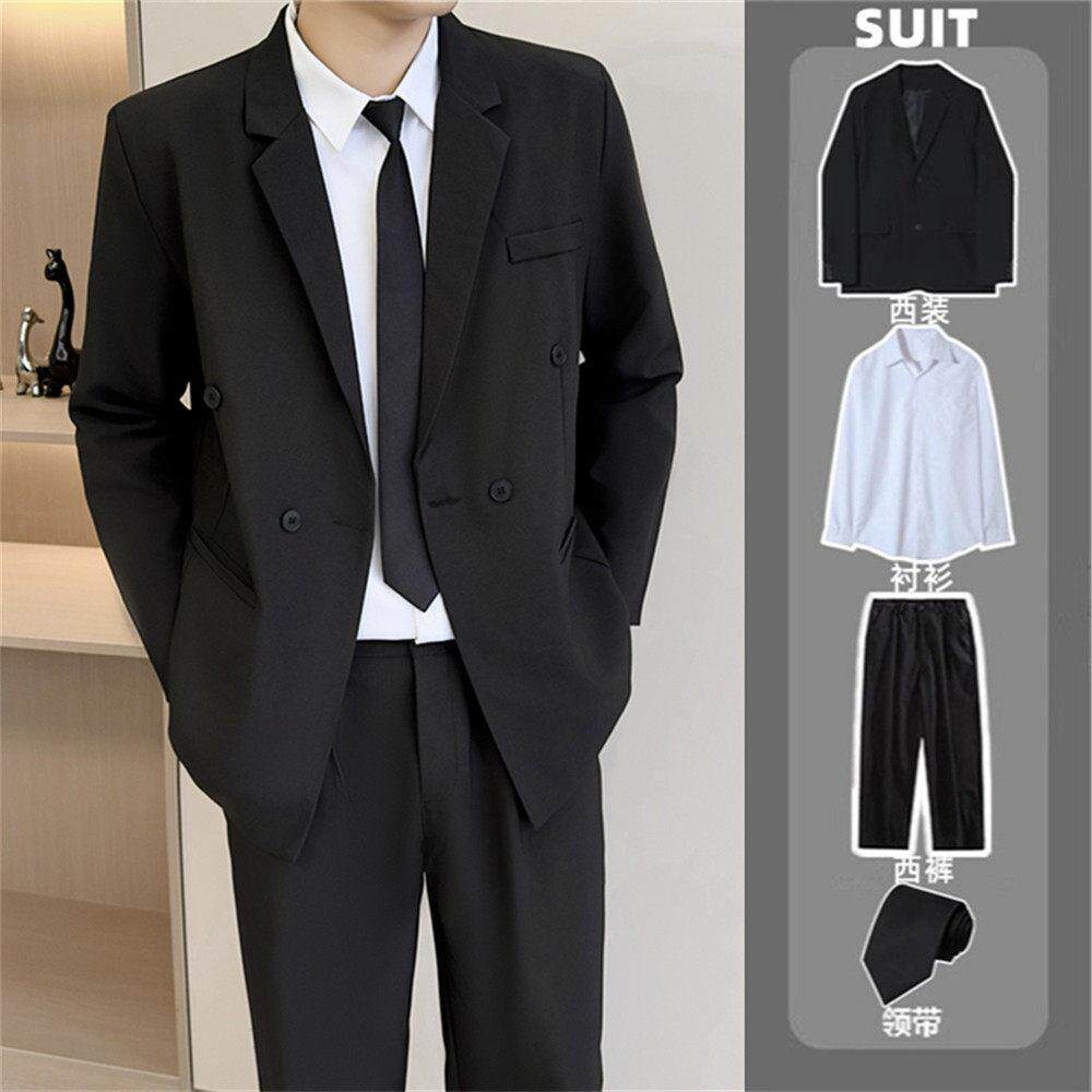2026新款修身职业装双排扣西装男商务正装西服套装成人演出礼服