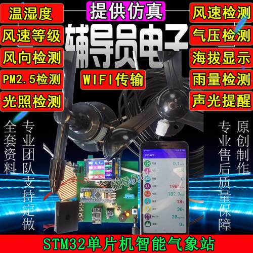 基于STM32单片机气象仪 农业气象监测系统风速风向设计雨量检环境