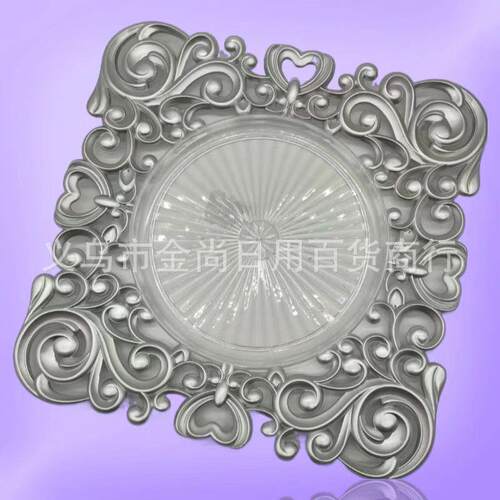 New Square Design High Aesthetic Fruit Plate with Lace Botto