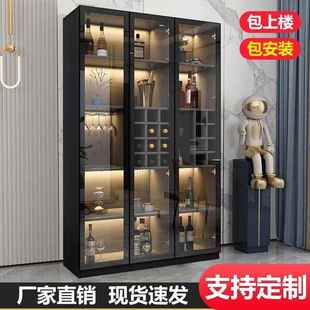3r酒柜客厅餐厅现代简约玻璃门餐边柜靠墙高端现做家用轻奢展示柜