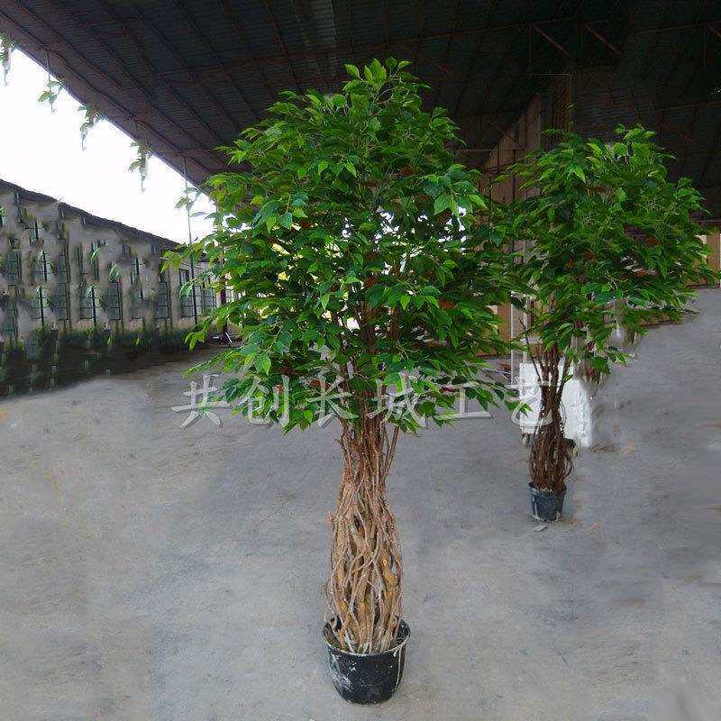厂家制造仿真盆景绿植樟树过胶叶绿榕树室内摆放假树盆景2米